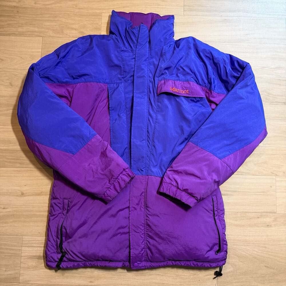 Marmot Vintage Goose Down Purple Blue Ski Jacket Windbreaker Size M